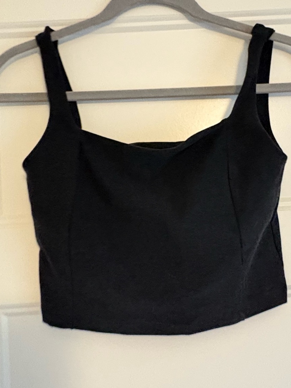 Beyond Yoga square neck bra tank, heathered black, size small